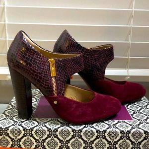 Isola Burgundy Snakeskin Heels